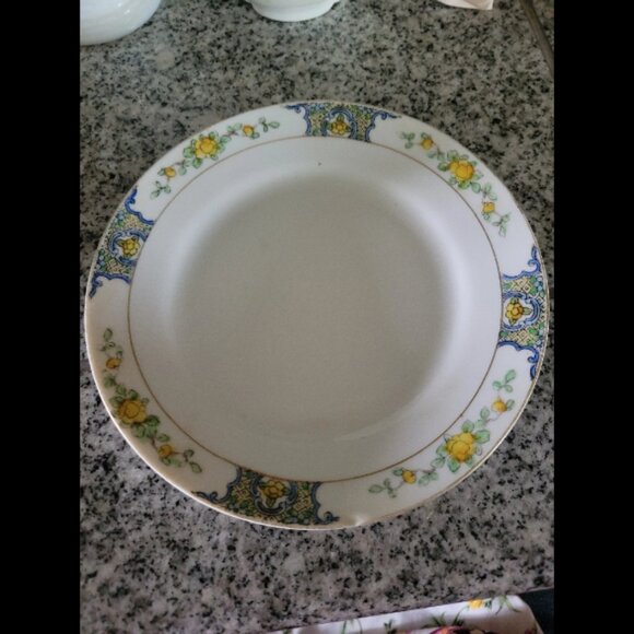 Other - VINTAGE BERRY Saucer HAND-PAINTED NIPPON YELLOW FLOWERS BLUE